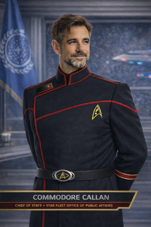 Commodore Callan, Chief of Staff Star Fleet Public Affairs (CoSSFPA)
